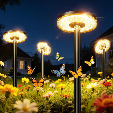 3X Larger & Taller Solar Pathway Lights Outdoor, 2 Pack Metal Solar Powered Garden Lights Waterproof, 2 Lighting Modes Adjustable Solar Landscape Path Lights for outside Yard Walkway Driveway