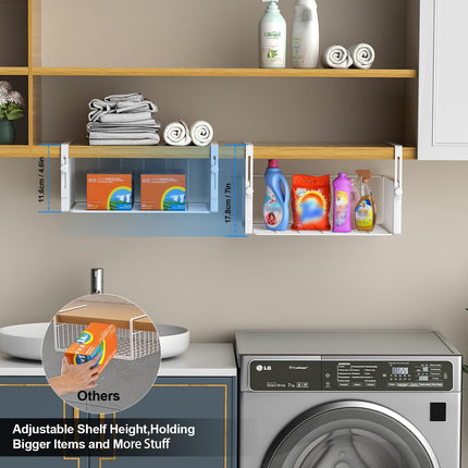 2Pack under Shelf Basket Storage,Adjustable Hanging,White