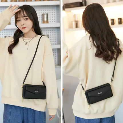 Faux Leather Crossbody Phone Bag for Women, RFID Blocking Touch Screen Wallet Shoulder Handbag with Clear Phone Window
