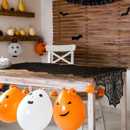 Halloween Table Runner, Black Lace Spider Web Table Runners, 18 X 72Inch