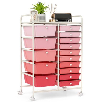 15-Drawer Utility Rolling Cart with Drawers Multi-Use Storage