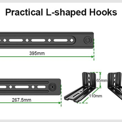 Soundbar Mount, Sound Bar Mount for Mounting above or under TV, Fits Most of Sound Bars up to 16 Lbs, with Detachable Extension Plates