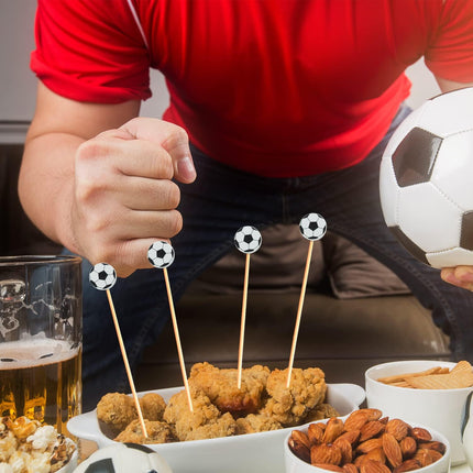 100Pcs Soccer Cocktail Picks 5" Soccer Decor Toothpicks Sticks Skewers for Appetizer Charcuterie Accessories, World Cup 2026 Champions League Sports Catered Event Birthday Themed Party Decorations