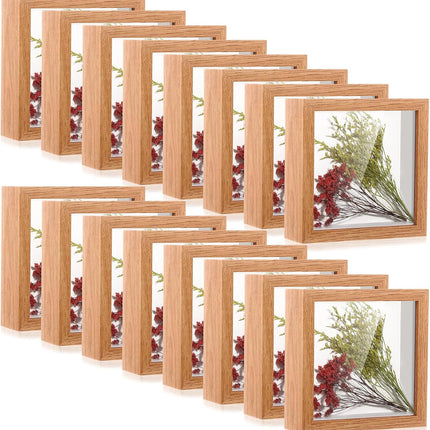 16 Pack 5 X 5 Inch Shadow Box Frames Display Cases Bulk, Light Wood
