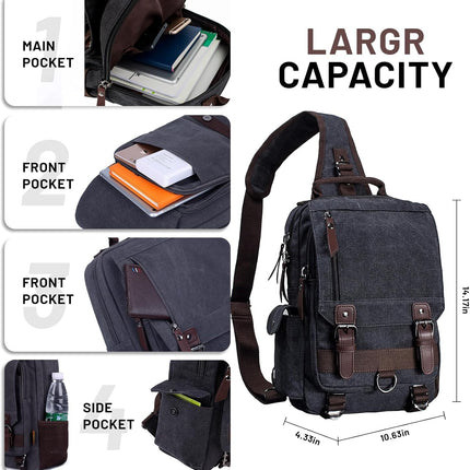 Canvas Cross Body Messenger Bag Shoulder Sling Backpack Travel Rucksack