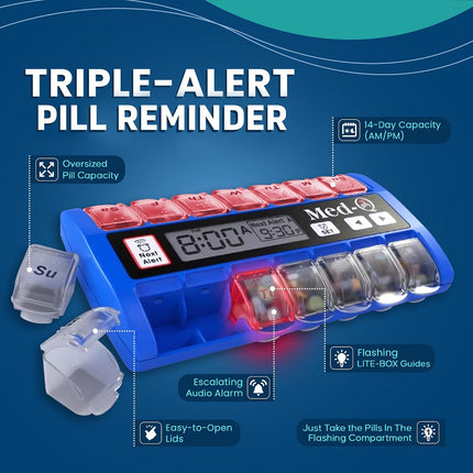 Digital Pill Box with Alarms – Pill Organizer with Flashing Lights & Beeping Reminders – Monthly Pill Dispenser for Seniors, Dementia, Alzheimer’S, Medication & Vitamin Management