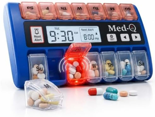 Digital Pill Box with Alarms – Pill Organizer with Flashing Lights & Beeping Reminders – Monthly Pill Dispenser for Seniors, Dementia, Alzheimer’S, Medication & Vitamin Management