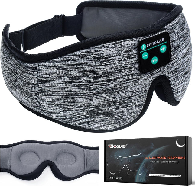 3D Sleep Mask with Bluetooth 5.4 Headphones, Wireless Sleep Headphones with Ultra-Thin HD Stereo Speakers for Side Sleepers, Eye Mask for Blackout & Noise Cancelling, Cool Gifts for Christmas Birthday