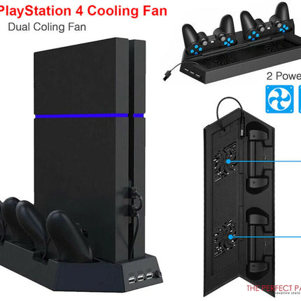 PS4 Cooling Station Vertical Stand 2 Controller Charging Dock for Playstation 4