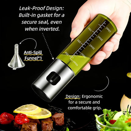 Oil Sprayer for Cooking,Olive Oil Sprayer,Light-Blocking Glass,Silver+Black