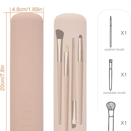 Travel Makeup Brush Holder, Magnetic Anti-Fall Out Silicon Portable Cosmetic Face Brushes Holder, Soft and Sleek Makeup Tools Organizer for Travel-Khaki（7.8 * 1.89 * 0.8 Inches）