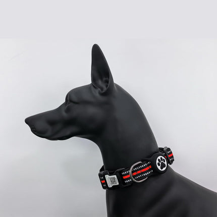 Dog Collar with Tracker Holder and QR Code ID, Waterproof Bluetooth Tracker Case, Reflective Padded Nylon for Small Medium Large Dogs