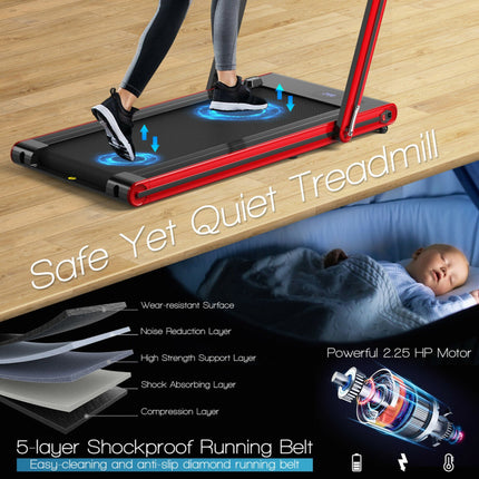 2-In-1 Folding Walking Pad Treadmill with Dual LED Display