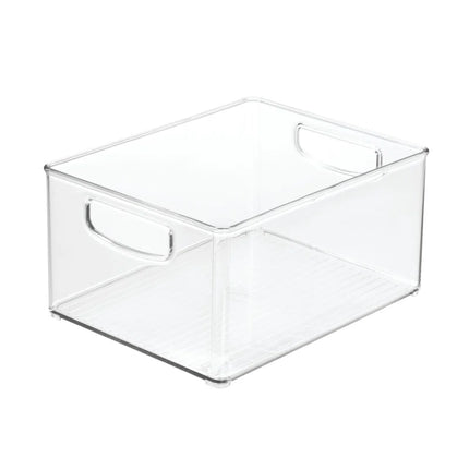 Plastic Extra-Large Freezer and Fridge Organization Bin with Easy to Grip Integrated Handles, the Linus Collection - 10" X 8" X 5", Clear