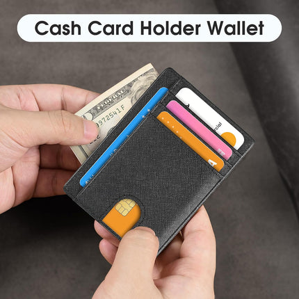 Slim Minimalist Wallet for Men,Front Pocket Wallet RFID Blocking Small Thin Credit Card Holder,Id Card Case Gift for Men Cross Black