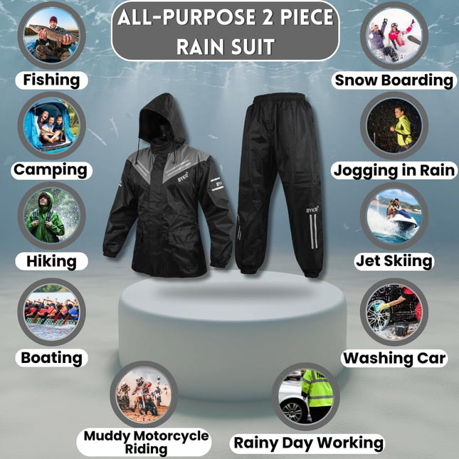 Waterproof Outdoors Motorcycle Rain Suits for Men & Women Cycling 2-Piece Breathable & Windproof Wet Weather Protection