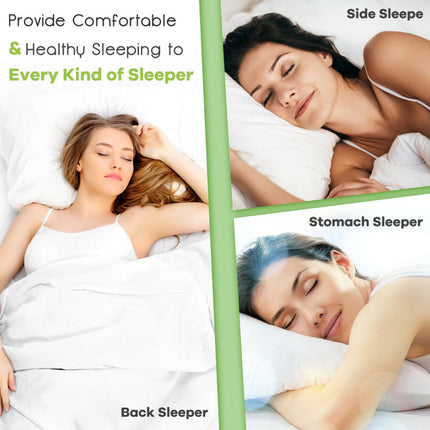 Set of 2 28 X18 Inch Shredded Memory Foam Bed Pillows with Bamboo Cooling Cover