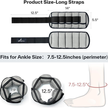Adjustable Ankle Weights, 2-10 Lb per Pair, Removable Weights