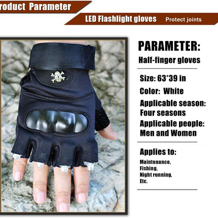 LED Flashlight Gloves, Half Finger Lighted Gloves Gifts for Men Women, Flashlight Gloves with 8 Leds Stocking Stuffers Cool Gadgets Christmas Birthday Gifts for Men and Women