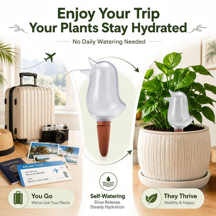 4 Pack Self Watering Spikes for Indoor Plants, Plant Watering Devices with Bird Shape, Automatic Irrigation Spikes for Potted Plants, Vacation Plant Waterer System (Transparent)