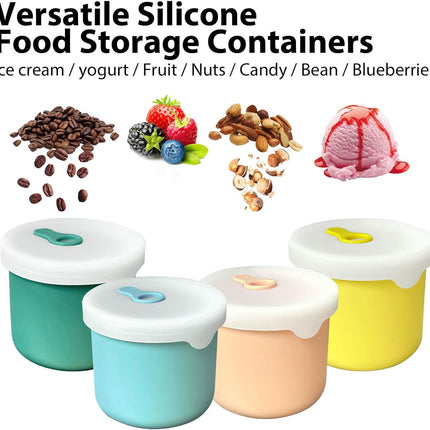 1-Cup Silicone Food Storage Containers with Lids, 4 Pack 8.5 Oz Reusable Snack Fruits Containers Cups Leak Proof Soup Freezer Molds Small Lunch Box BPA Free for Kids Baby Daycare School Travel Baby