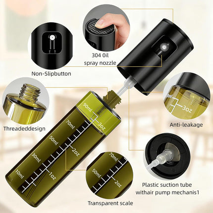 Oil Sprayer for Cooking,Olive Oil Sprayer100Ml Light-Blocking Glass,Black
