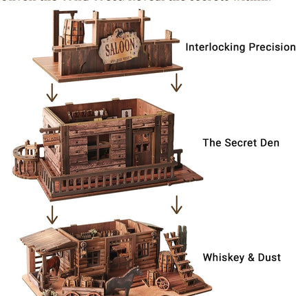 3D Puzzles for Adults Western Saloon Book Nook Miniature House Kit