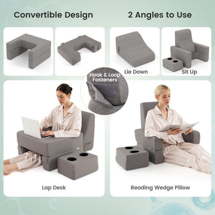 3-Piece Reading Pillow Set Extra Large Lap Desk with Coaster