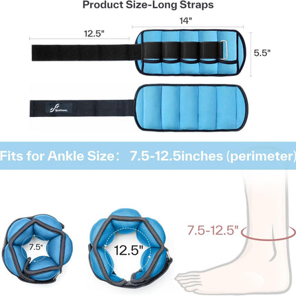 Adjustable Ankle Weights, 2-10 Lb per Pair, Removable Weights