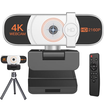 4K Webcam, Auto-Zoom,With Remote Control,Privacy Cover, White Balance, Webcam with Microphone, Plug & Play, 4K Web Camera for Pc/Laptop/Desktop, Video Calling,Conferencing