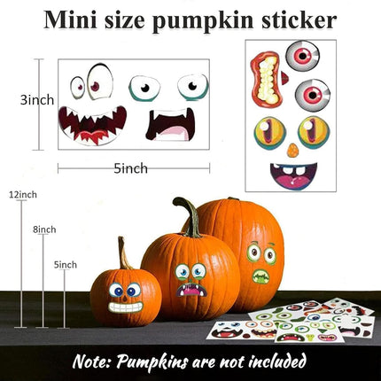 96 Pack Halloween Pumpkin Decorating Craft Stickers Mini Make 96 Small Pumpkin Face Sticker Monster Stickers for Halloween Kids Toddlers Treats Party Favors Supplies 48 Sheets