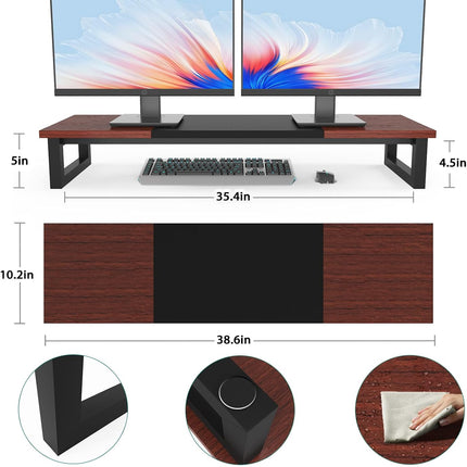 Dual Monitor Stand Riser, 39Inch Large Monitor Stands for 2 Monitors, Computer Monitor Stand, Wooden Desktop Oraganizer Shelf for Office Desk Computer,Laptop,Tv