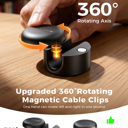 9‑Pack Upgraded Magnetic 360° Rotatable Adhesive Cable Clips