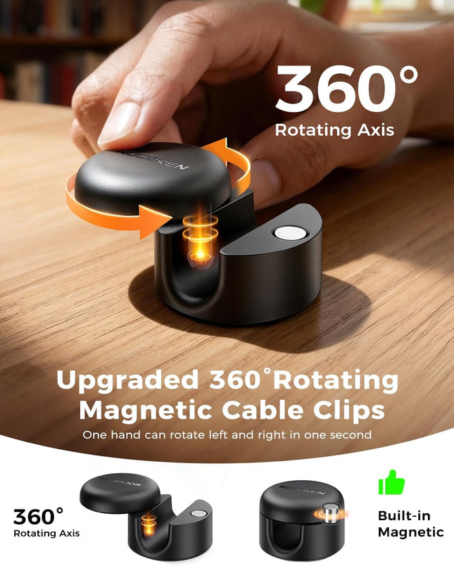 9‑Pack Upgraded Magnetic 360° Rotatable Adhesive Cable Clips