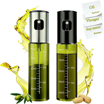 Oil Sprayer for Cooking,Olive Oil Sprayer,Light-Blocking Glass,Silver+Black