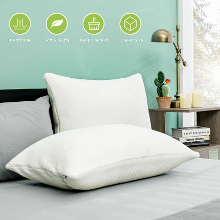 Set of 2 28 X18 Inch Shredded Memory Foam Bed Pillows with Bamboo Cooling Cover