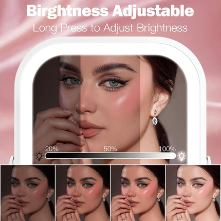 6X8 Inch Rechargeable Makeup Mirror with Lights, 3 Color, Portable