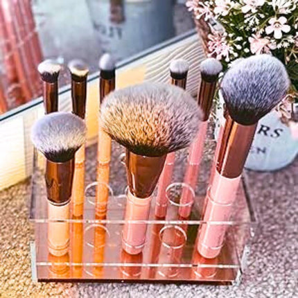 Makeup Brush Holder Organizer, Brush Holder for Vanity, Acrylic Makeup Brush Organizer Countertop Makeup Brush Drying Rack, 12 Slots Acrylic Holder