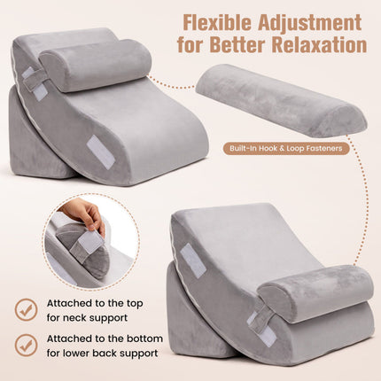 4 Pieces Bed Wedge Memory Foam Pillow for Back Neck and Leg Pain Relief