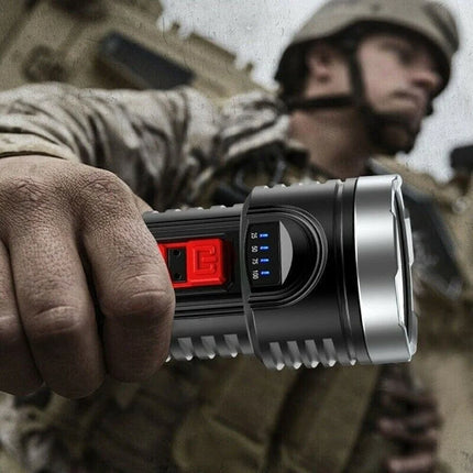 LED Flashlight Torch Rechargeable Work Light Built-In Battery